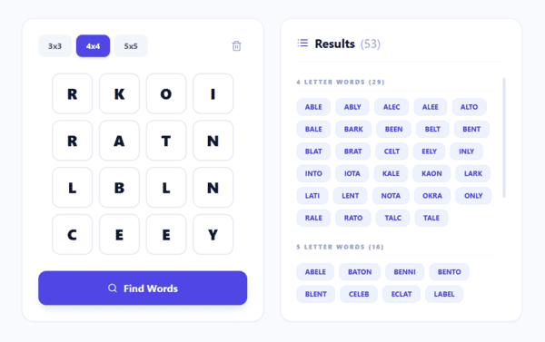 Squaredle Solver Interface